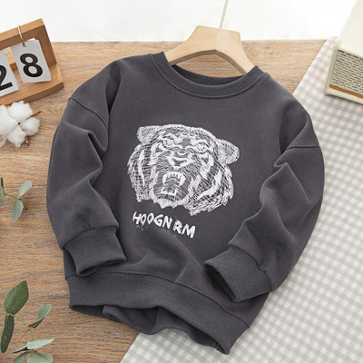 Hanorac cu model lat pentru baieti cu imprimeu si decolteu oval