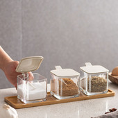 Buitinių prieskonių indelių derinio rinkinys Atverčiamu dangteliu Pagardinimo dėžutė Druskos plaktuvas Virtuvės buteliuko cukraus dubens laikiklis su šaukštu