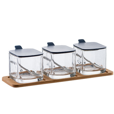 Buitinių prieskonių indelių derinio rinkinys Atverčiamu dangteliu Pagardinimo dėžutė Druskos plaktuvas Virtuvės buteliuko cukraus dubens laikiklis su šaukštu