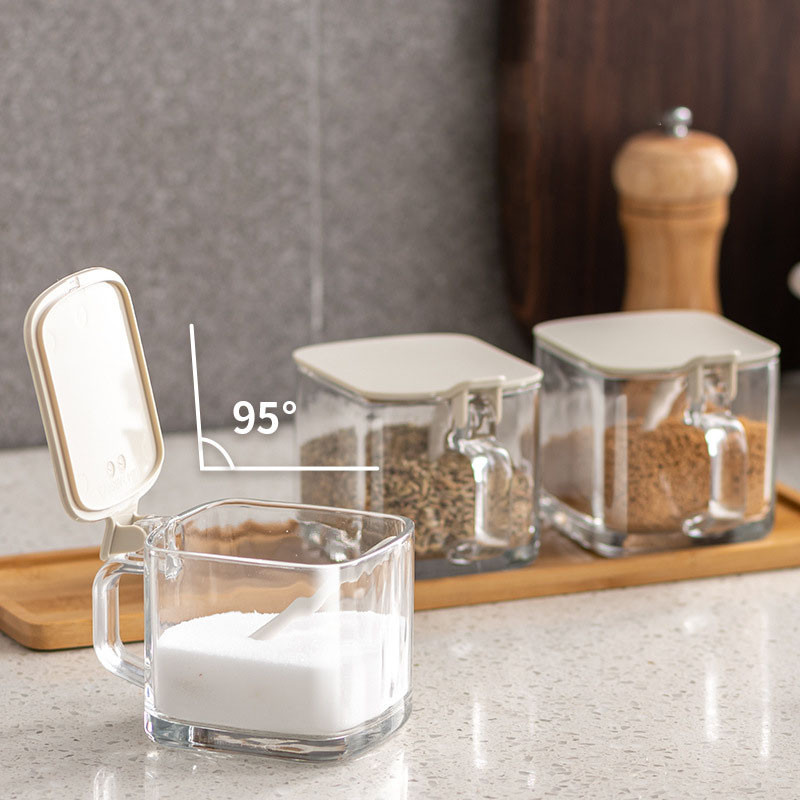 Buitinių prieskonių indelių derinio rinkinys Atverčiamu dangteliu Pagardinimo dėžutė Druskos plaktuvas Virtuvės buteliuko cukraus dubens laikiklis su šaukštu