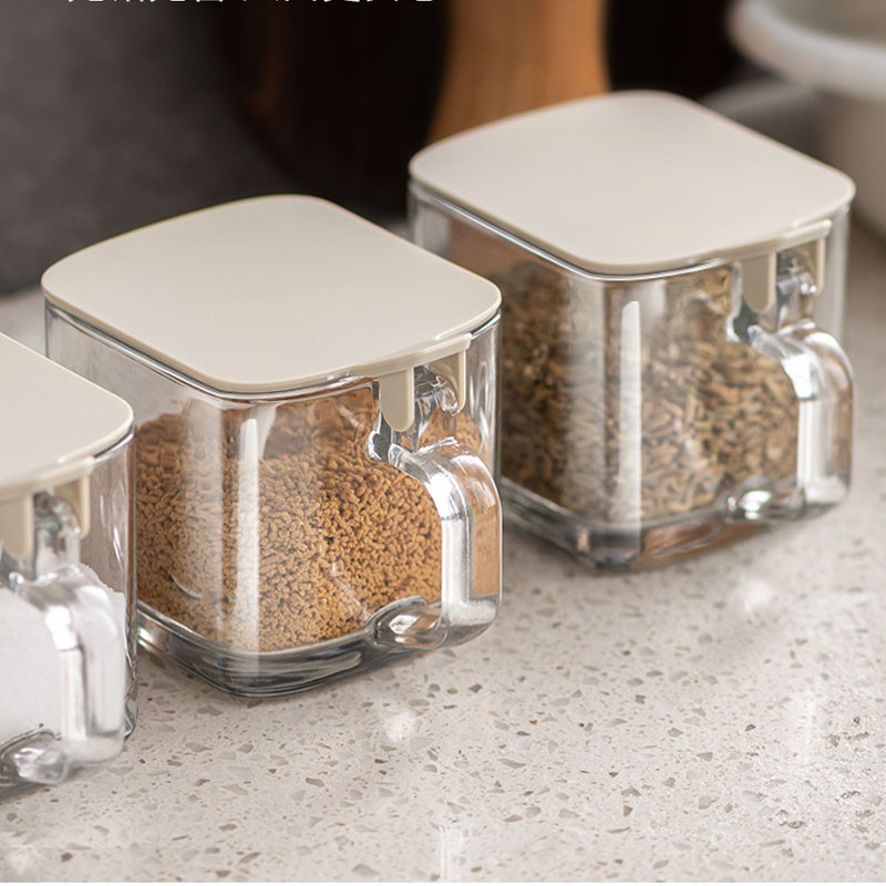 Buitinių prieskonių indelių derinio rinkinys Atverčiamu dangteliu Pagardinimo dėžutė Druskos plaktuvas Virtuvės buteliuko cukraus dubens laikiklis su šaukštu