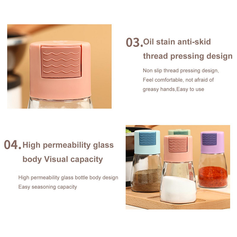 Sticlă Cantitativ Saline Borcan de condimente Sare Zahăr Suport pentru sticle de ardei Grătar Container pentru condimente Cutie de depozitare Instrument de bucătărie