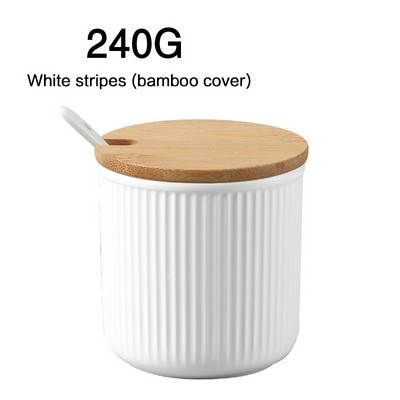 Keraminiai prieskonių stiklainiai su mediniu dangteliu Druskos plaktuvai Virtuvės reikmenys Baltųjų prieskonių organizatorius Kanistrų šaukštų rinkinys Balto cukraus dėžutė