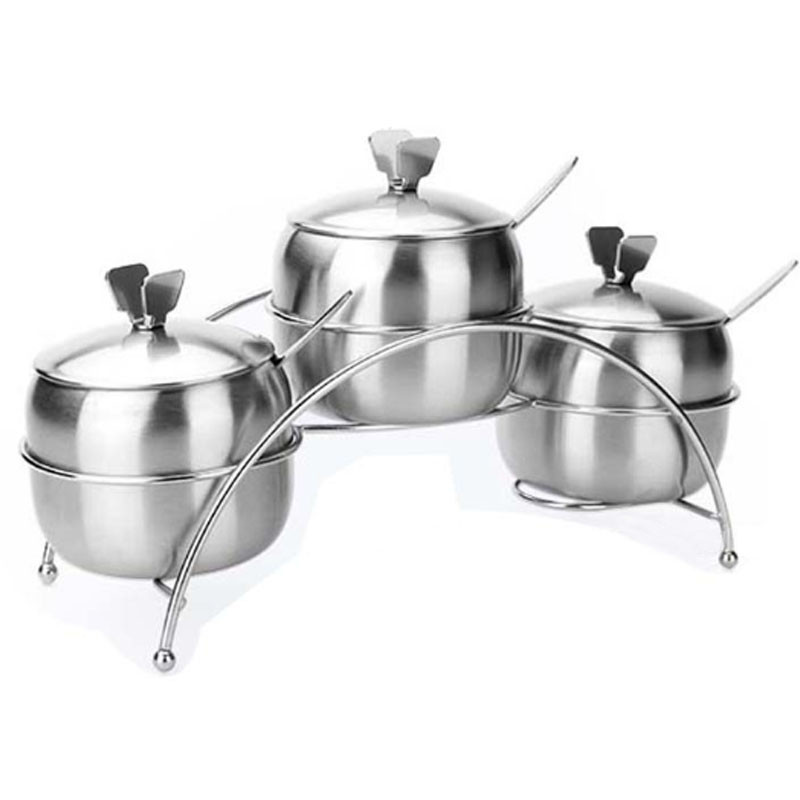 Nerūdijančio plieno prieskonių stiklainiai Prieskonių lentynėlė Prieskonių dubuo Cukraus Druskos Prieskonių Talpykla su Šaukštais Pipirų prieskonių organizatoriaus įrankis