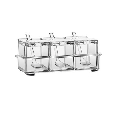 3/4 mrežasta akrilna prozirna kutija za začine Kuhinjski spremnik za sol i papar za začine Spremište začina sa žlicom Kuhinjski alati