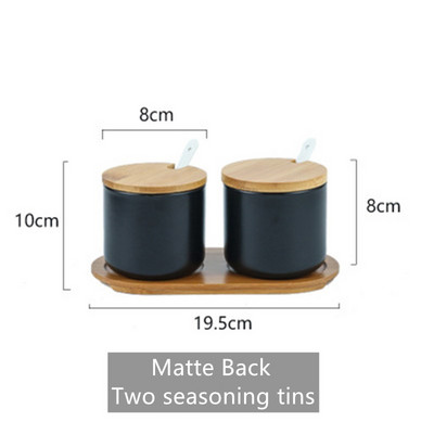Borcan de condimente din ceramică de uz casnic cu capac din lemn, accesorii de bucătărie, cutie de condimente, cutie de condimente, cutie de condimente
