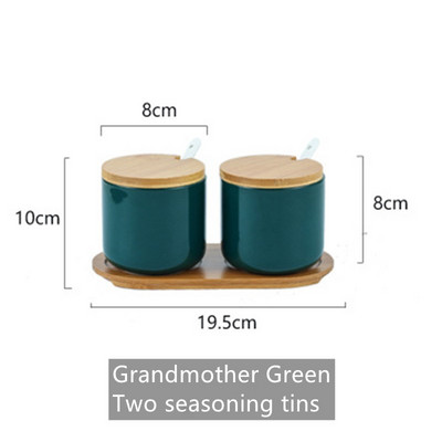 Borcan de condimente din ceramică de uz casnic cu capac din lemn, accesorii de bucătărie, cutie de condimente, cutie de condimente, cutie de condimente
