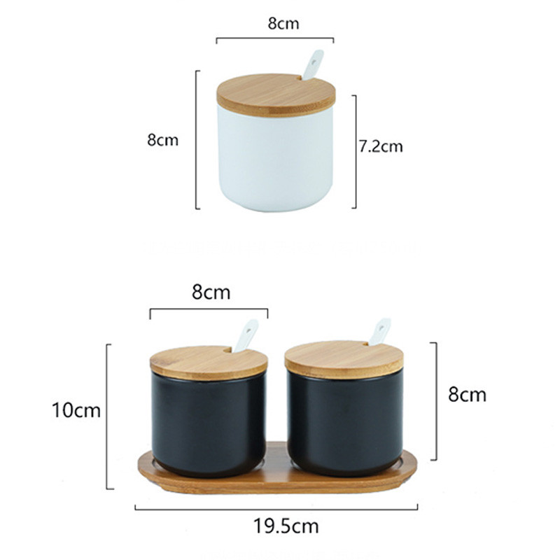 Borcan de condimente din ceramică de uz casnic cu capac din lemn, accesorii de bucătărie, cutie de condimente, cutie de condimente, cutie de condimente