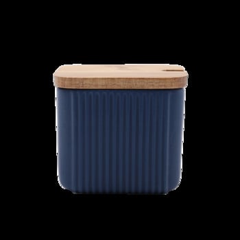 Керамичен буркан за подправки с матово райе с дървен капак Лъжица Кухненски контейнер за съхранение на храна Домашно олио Солница Бутилка Оцет