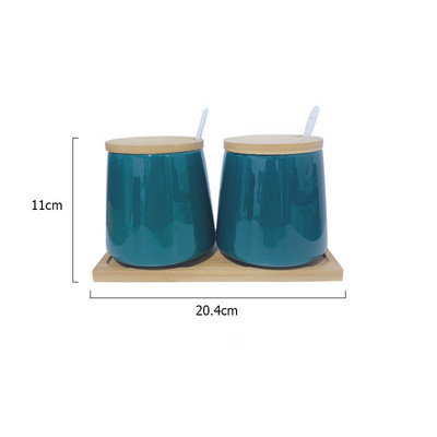 Keraminių prieskonių indelių rinkinys pagardų laikymo indelis Buitinis bambuko padėklas Prieskonių indelis Padažų dėžutė Druska Cukrus Skardinė Virtuvės Organizatoriaus įrankiai