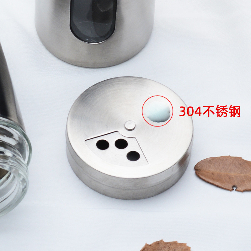 Virtuvės reikmenys nerūdijančio plieno prieskonių indelis stiklinis purkštuvas kepsninės prieskonių stiklainis pipirų buteliukas dantų krapštuko laikiklis druskos plaktuvas