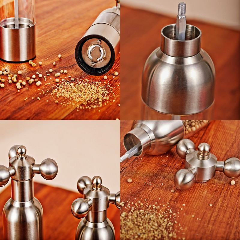 Mlin za mljevenje papra 304 Keramički brus od nehrđajućeg čelika siguran za hranu Ručni mlin za sol Ručni mlin za papar Slavina Oblik ventila