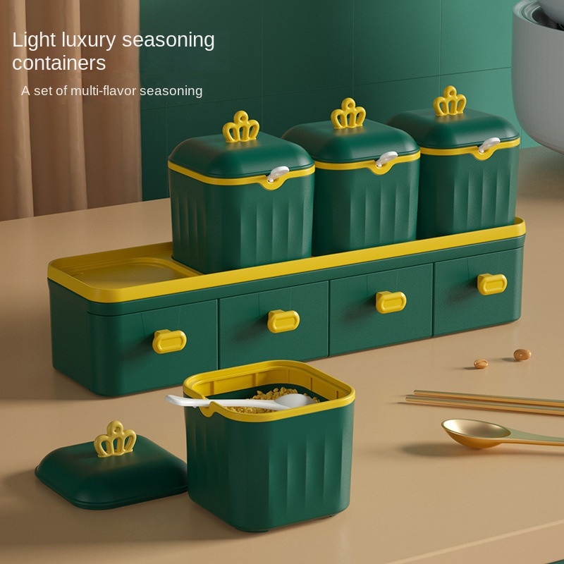Cutie de condimente Accesorii de bucătărie Un sertar cu mai multe rețele Sare Glutamat monosodic Piper Set combinat de oale de condimente de uz casnic