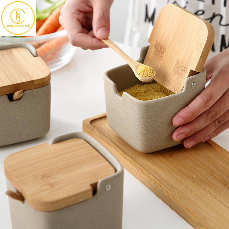 1/2/3 komada Keramički spremnik za začine Kuhinjska soljenka Alati za organizaciju pohrane Posuda za začine Kanister Obiteljski organizator začina