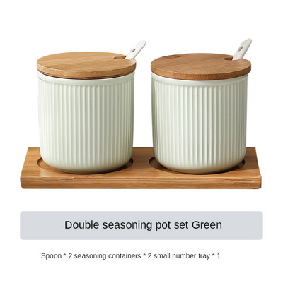 Ghiveci de condiment din ceramică în stil nordic Rezervor de depozitare creativ pentru zahăr și sare Set combinat de oală de condimente de bucătărie Recipient pentru alimente