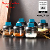 Konyhai üveg fűszertároló tégelyek fedővel Só-bors shaker készlet Fűszerező szett Fűszernövények szójaszósz olajos üveg címkével