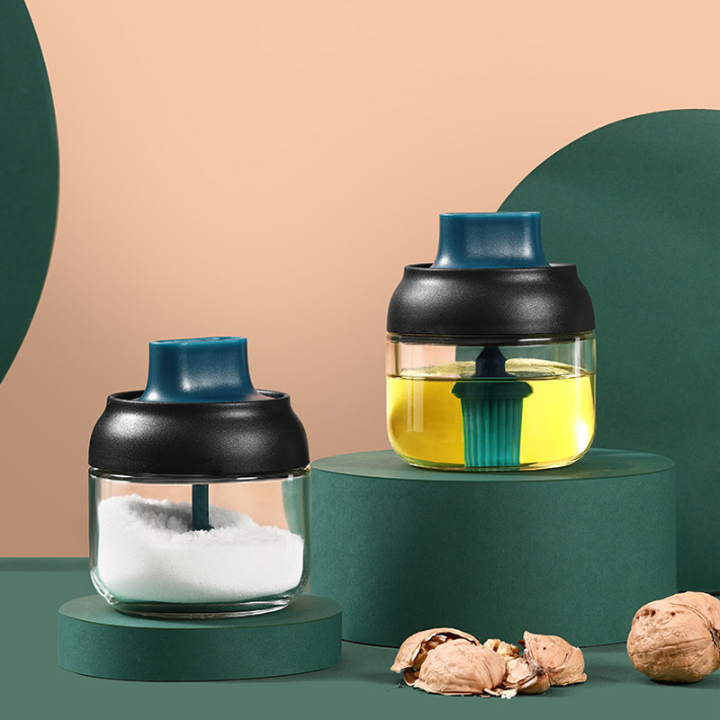 Konyhai üveg fűszertároló tégelyek fedővel Só-bors shaker készlet Fűszerező szett Fűszernövények szójaszósz olajos üveg címkével
