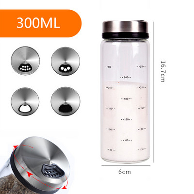 Condimente din sticlă borosilicată cu conținut ridicat de sare, susan, condiment solid, sigiliu, sticlă, 4 ieșiri, borcan de condimente, agitator de piper cu capac rotativ