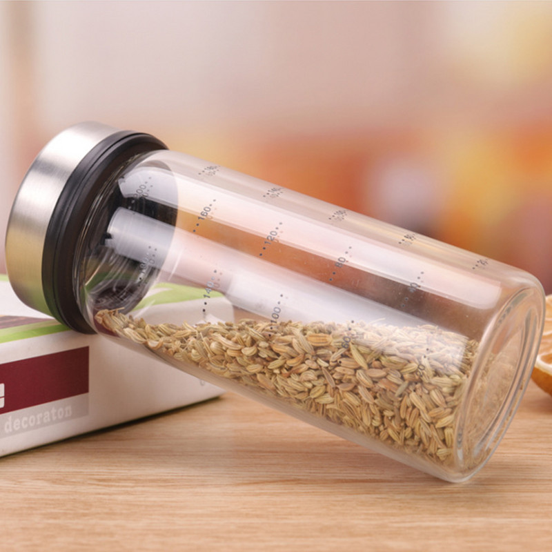 Condimente din sticlă borosilicată cu conținut ridicat de sare, susan, condiment solid, sigiliu, sticlă, 4 ieșiri, borcan de condimente, agitator de piper cu capac rotativ