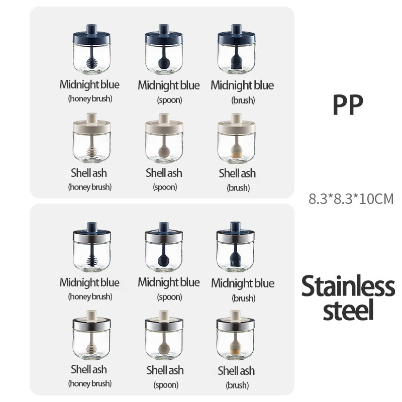 Üvegfűszeres üvegek Konyhai fűszerező palack kanál fedővel olajecsettel Mézes szójaszószos kannakészletek Sóbors shakerek