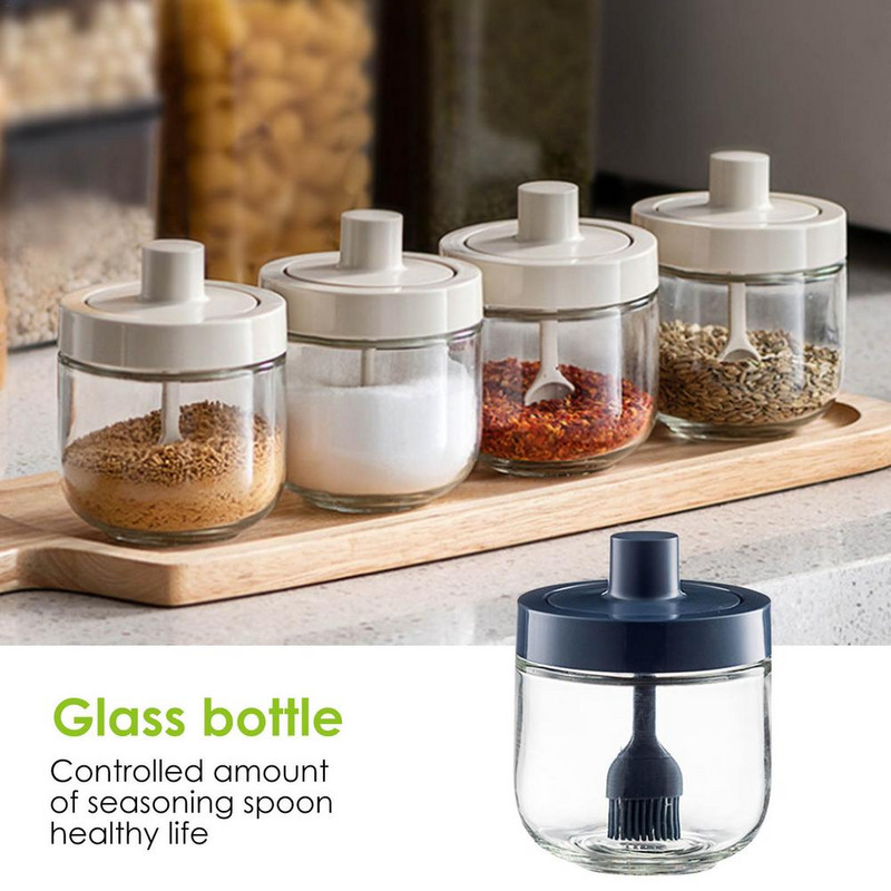 300 ml-es üveg fűszeres üveg fűszerszervező tégely fűszertartó edény só cukor bors olaj tároló konyhai BBQ eszközökhöz