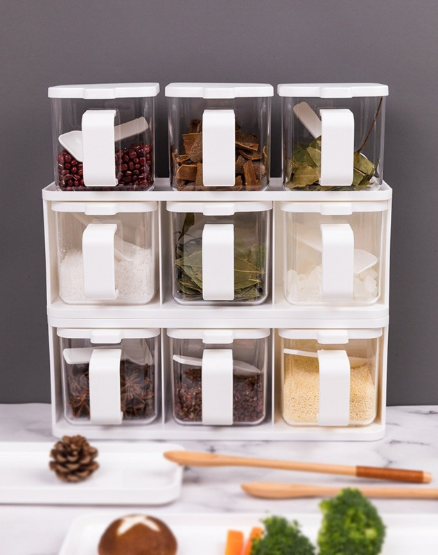 Cutie pentru condimente Borcane Raft pentru condimente Recipient pentru sare și piper Borcane pentru condimente de bucătărie Cutii pentru piagă Sticle pentru condimente Oală pentru grătar