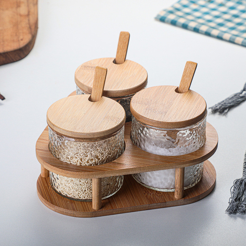 Kalapált üveg fűszeres doboz szett Konyhai sós cukortartó tálcával Otthoni fűszerezés szójaszószos ecetes palack Konyhai kiegészítők