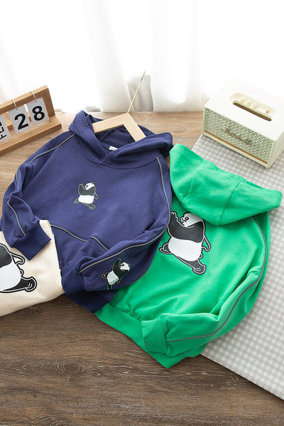 Avara mustriga kapuutsiga dressipluus poistele