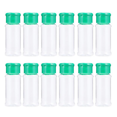 10/12/24/30/40 vnt. Prieskonių buteliukas plastikinis prieskonių puodukas pipirų plaktuvai Druskos indelis pagardų buteliai kepsniams (žalia/raudona/juoda)