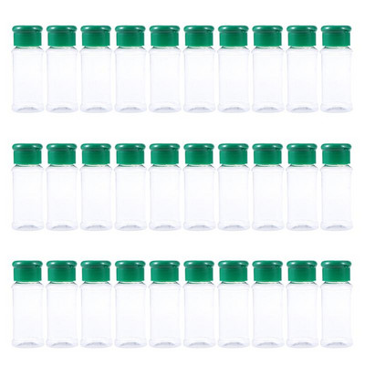 10/12/24/30/40 vnt. Prieskonių buteliukas plastikinis prieskonių puodukas pipirų plaktuvai Druskos indelis pagardų buteliai kepsniams (žalia/raudona/juoda)