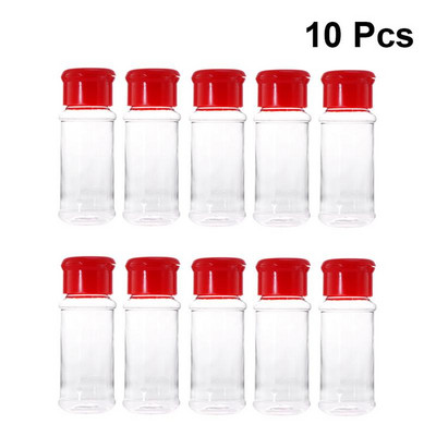 10/12/24/30/40 vnt. Prieskonių buteliukas plastikinis prieskonių puodukas pipirų plaktuvai Druskos indelis pagardų buteliai kepsniams (žalia/raudona/juoda)