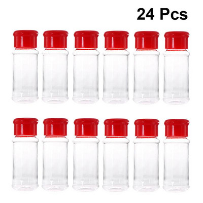 10/12/24/30/40 vnt. Prieskonių buteliukas plastikinis prieskonių puodukas pipirų plaktuvai Druskos indelis pagardų buteliai kepsniams (žalia/raudona/juoda)