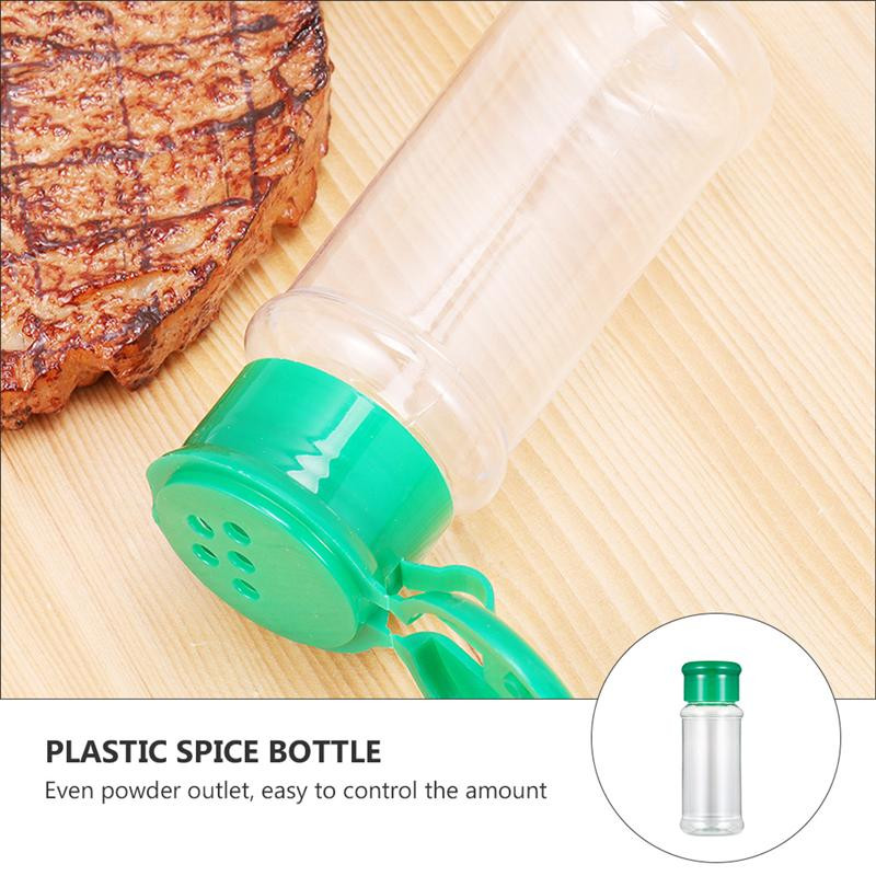 10/12/24/30/40 vnt. Prieskonių buteliukas plastikinis prieskonių puodukas pipirų plaktuvai Druskos indelis pagardų buteliai kepsniams (žalia/raudona/juoda)