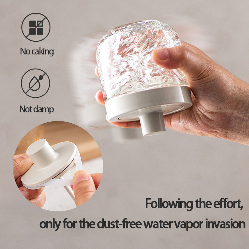 Konyhai üveg fűszeres üvegek fűszerező üveg kanál fedővel olajecset méz szójaszósz tartály Só bors shakerek