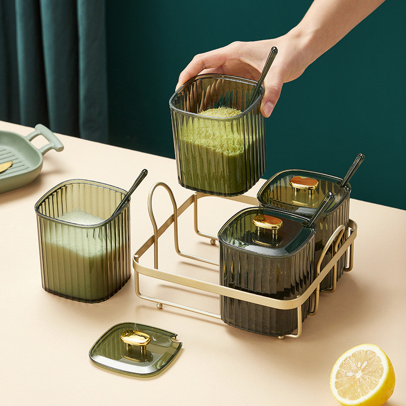 Set de borcane de lux ușor pentru condimente Cutie de depozitare pentru bucătărie combinată de casă Sticla de condimente Cutie de sare cu glutamat monosodic Borcan de condimente