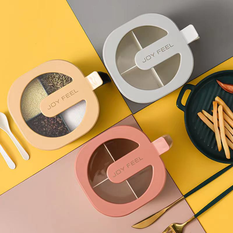 Négy az egyben fűszeres tégely szett Só-bors fűszeres üveg színes fedél Konyhai kiegészítők Fűszeres tároló tartály