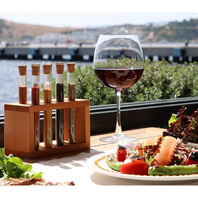 8/12 DB Fűszerüveg szett fából készült fűszeres doboz edények tároló kerek konténer bükkfa só bors köménypor fűszeres konyha