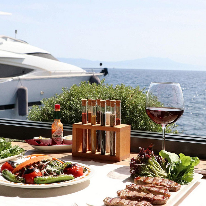 8/12 DB Fűszerüveg szett fából készült fűszeres doboz edények tároló kerek konténer bükkfa só bors köménypor fűszeres konyha