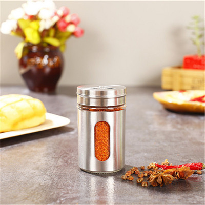 Konyhai kellékek rozsdamentes acél fűszeres üveg, állítható méretű BBQ locsoló palack Só bors üveg fűszeres üveg
