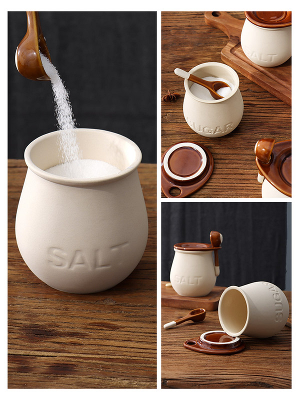 1 buc Borcan de condimente din ceramică în stil japonez cu capac Borcan de depozitare pentru condimente de bucătărie de capacitate mare Saliera Borcan de condimente