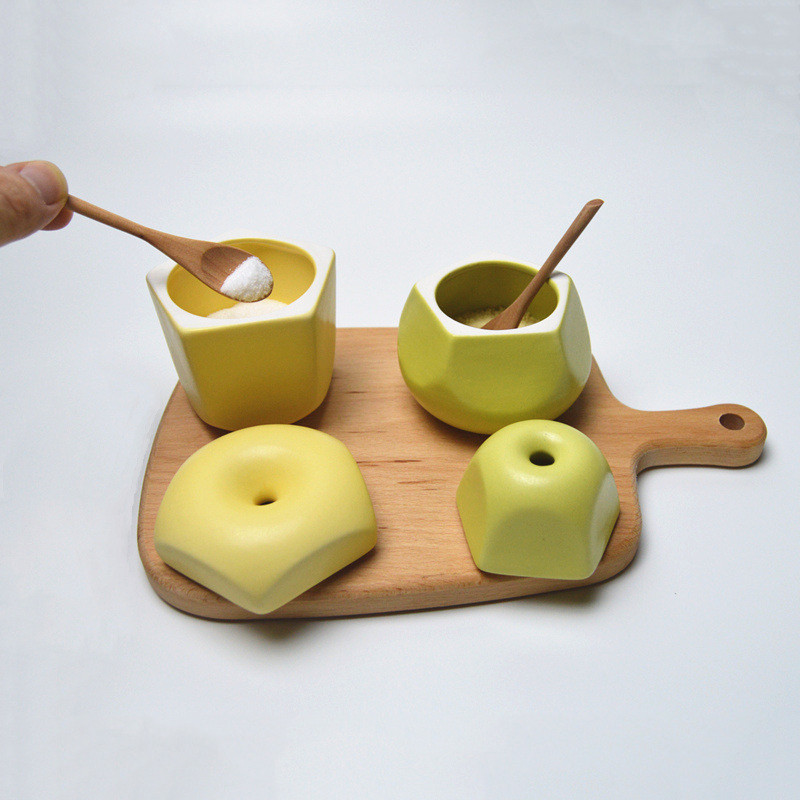 Rezervor de depozitare din ceramică, sculptură creativă de fructe, decorare pentru birou, distribuitor de condimente de bucătărie, vas de zahăr, sare cu capac