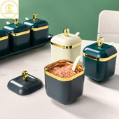 Rezervor de condimente din plastic, 3/4 buc, sare de bucătărie, instrumente de organizare pentru depozitare, recipient pentru condimente, set de recipiente, organizator de condimente de familie