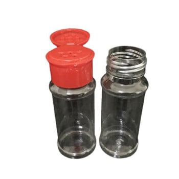 10PCS Пластмасови шейкъри за сол и черен пипер Буркан за подправки 100 ml Пластмасова прозрачна бутилка за подправки Бутилка за спринклер за барбекю