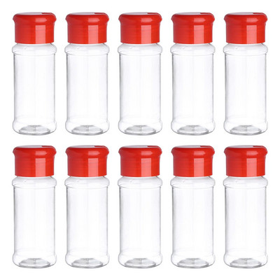 10 DB műanyag fűszer só bors shaker fűszeres tégely 100 ml műanyag átlátszó fűszeres palack Barbecue locsoló palack