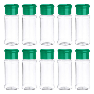 10 DB műanyag fűszer só bors shaker fűszeres tégely 100 ml műanyag átlátszó fűszeres palack Barbecue locsoló palack