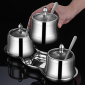 Set de borcane de condimente din oțel inoxidabil 304 Ustensile de bucătărie Oglindă de capacitate mare Borcan de sare de zahăr Borcan de condimente