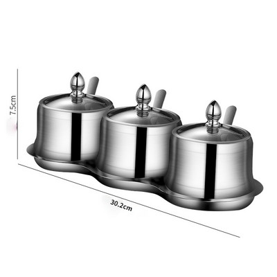 Set de borcane de condimente din oțel inoxidabil 304 Ustensile de bucătărie Oglindă de capacitate mare Borcan de sare de zahăr Borcan de condimente