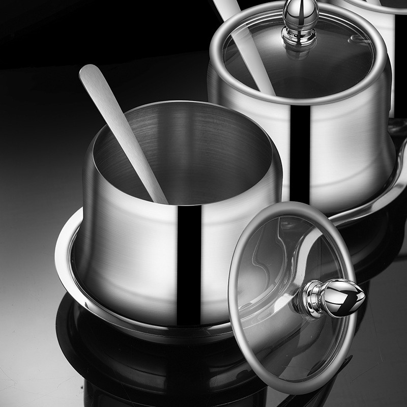 Set de borcane de condimente din oțel inoxidabil 304 Ustensile de bucătărie Oglindă de capacitate mare Borcan de sare de zahăr Borcan de condimente