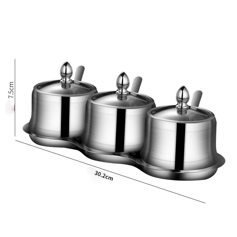 Set de borcane de condimente din oțel inoxidabil 304 Ustensile de bucătărie Oglindă de capacitate mare Borcan de sare de zahăr Borcan de condimente