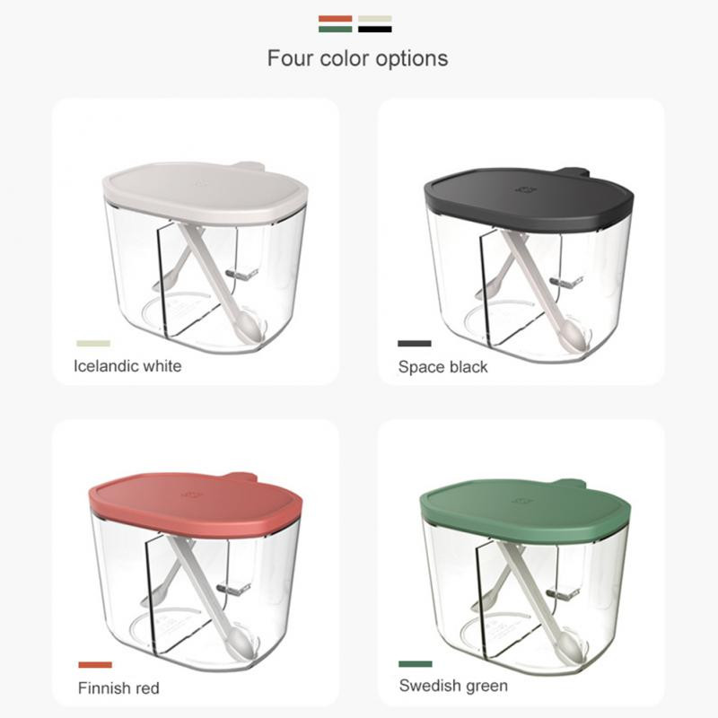 Naujas prieskonių indelis skaidrus cukraus druskos butelis virtuvės laikymo dėžutės plastikinės prieskonių puodas virtuvės druskos puodas